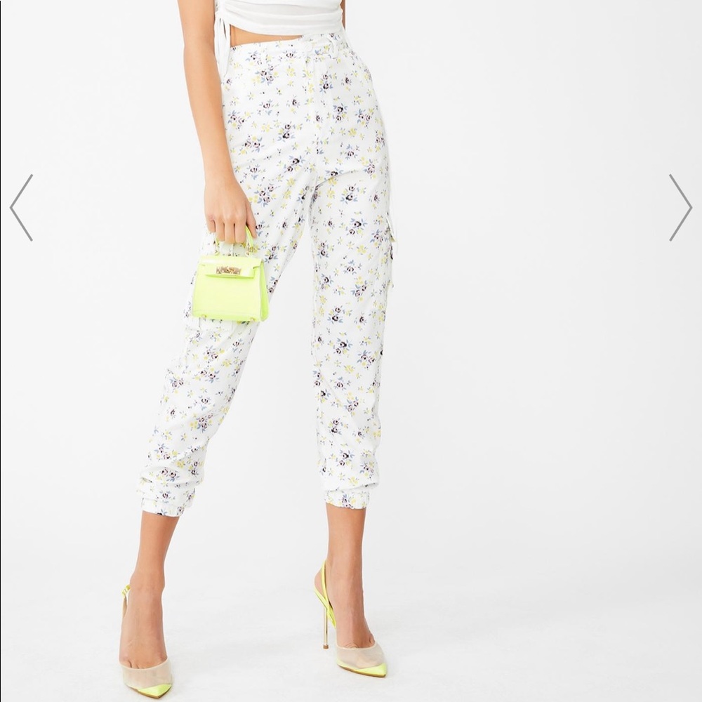 Floral print utility trousers